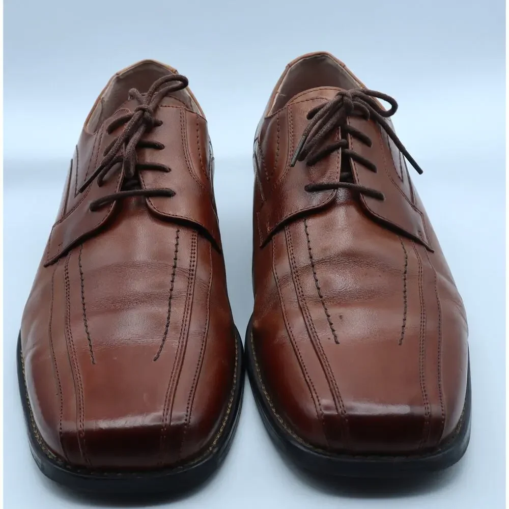 Stacy Adams SQUARE TOE Brown Leather Oxford Dress Shoe Men 12 Lace Up Work